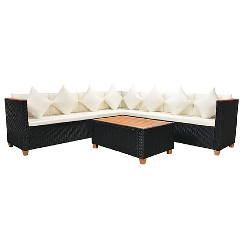 Maison Chic Salon de jardin 5 pcs + coussins - Mobilier/Meubles de jardin - Table et chaises d'extérieur Résine tressée Noir -MN41204