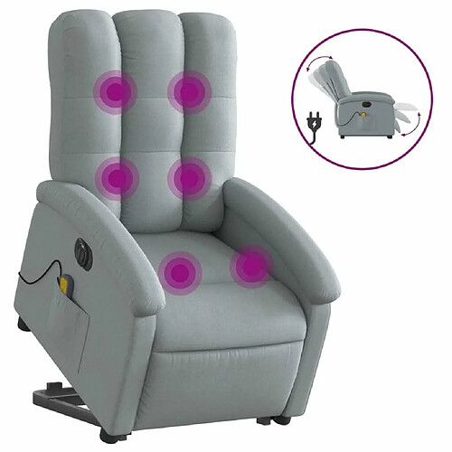 Maison Chic Fauteuil Relax pour salon, Fauteuil inclinable de massage électrique Gris clair Tissu -GKD87173