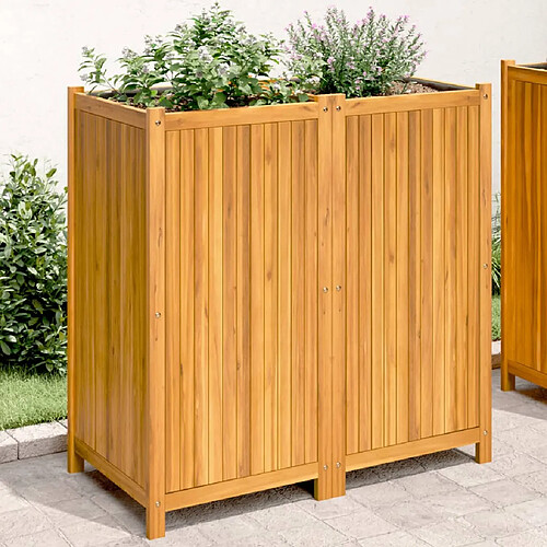 vidaXL Jardinière avec doublure 100x50x100 cm bois massif d'acacia