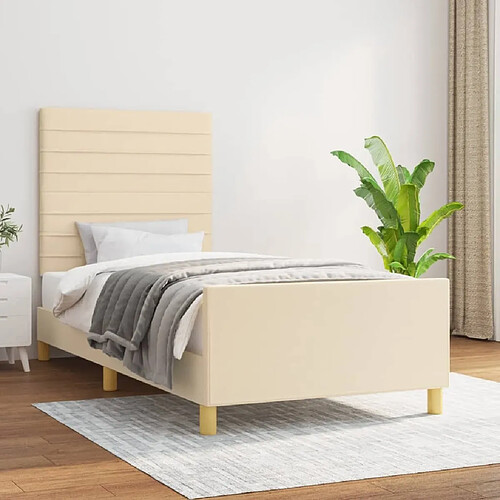 Maison Chic Lit adulte - Cadre Structure de lit avec tête de lit Contemporain Crème 90x190 cm Tissu -MN73488