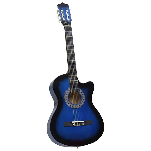 vidaXL Guitare découpée classique occidentale 6 cordes Bleu ombré 38"