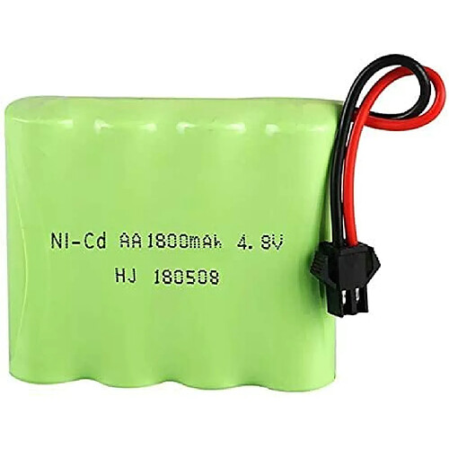 Batterie Ni-Cd rechargeable 4.8V 1800mAh pour voiture RC | Dimensions 60x51x15mm, Poids 80g | Compatible avec SHARKOOL, Doulbe E, SIMREX A130, Vert