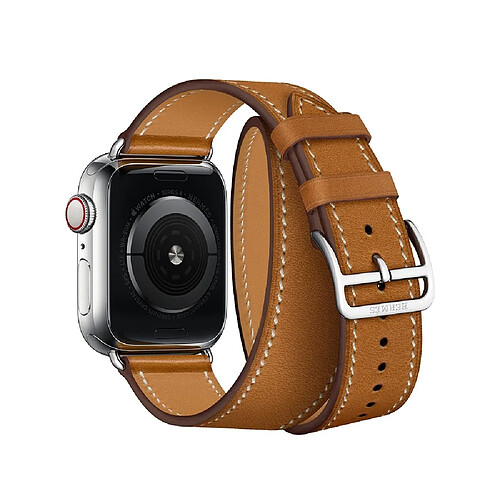 Wewoo Pour Apple Watch Bracelet en cuir à double boucle universelle cuirgénération 42mm brun