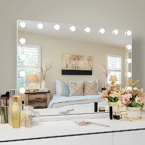 FENCHILIN DC117-38 Miroir de maquillage Hollywood 80*58CM Grand Blanc