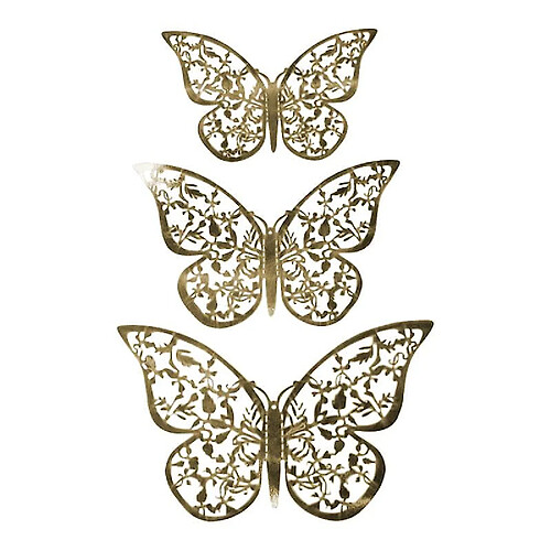 Universal 12PCS 3D papillon en métal, décoration murale feuille d'or