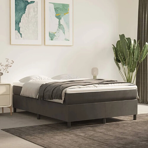 Maison Chic Lit Adulte - Lit simple Lit à sommier tapissier et matelas moelleux - Meuble de Chambre - Gris foncé 140x200cm Velours -MN27351