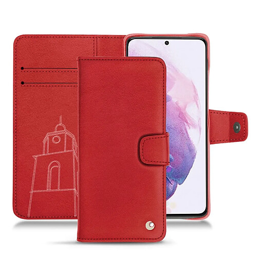 Housse cuir Samsung Galaxy S21 - Rabat portefeuille - Rouge troupelenc ( Pantone #AB191A ) - NOREVE