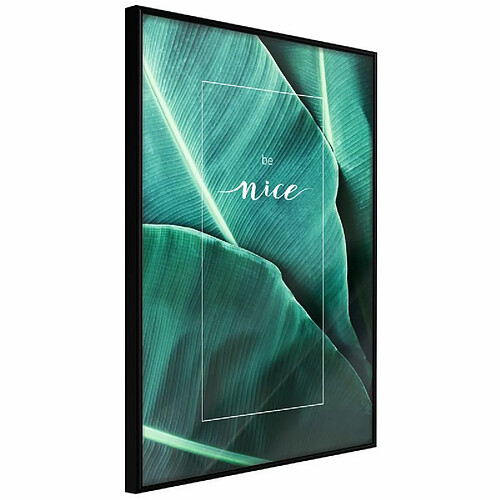 Paris Prix Affiche Murale Encadrée Banana Leaves with a Message Green 30 x 45 cm Noir