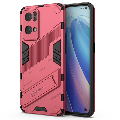 Coque en TPU anti-griffes, anti-choc avec béquille, rose pour votre Oppo Reno7 Pro 5G