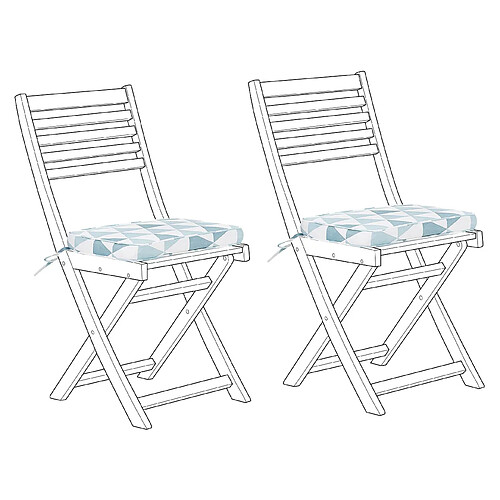 Beliani Lot de 2 coussins bleu et blanc pour chaises FIJI