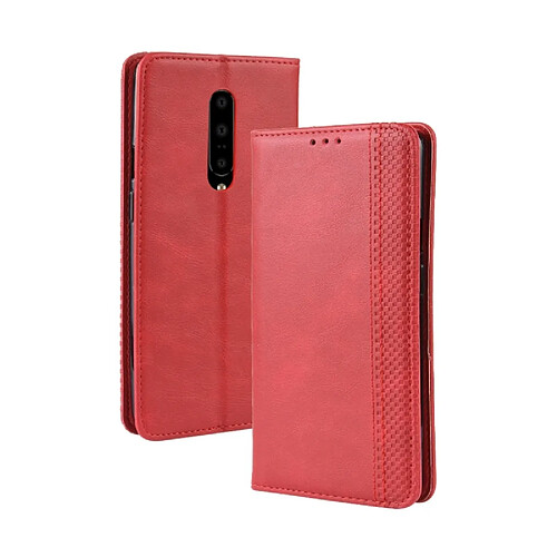 Wewoo Housse Coque Étui en cuir à boucle magnétique avec rétro pour Crazy Horse Texture horizontale OnePlus 7 Proavec support et emplacements cartes et cadre photo rouge