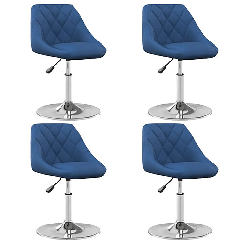 vidaXL Chaises pivotantes à manger lot de 4 Bleu Velours