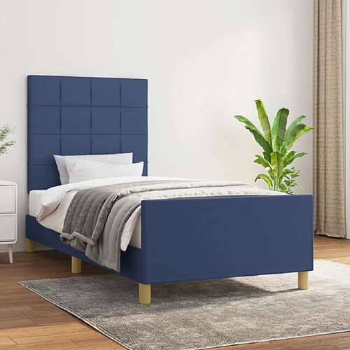 vidaXL Cadre de lit sans matelas bleu 90x190 cm tissu