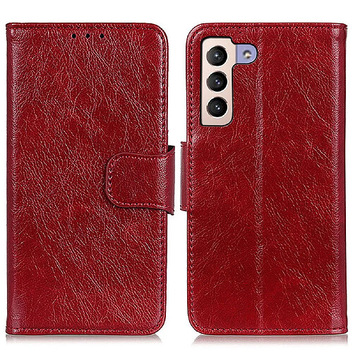 Etui en PU texture nappa, fermeture magnétique rouge pour votre Samsung Galaxy S22 Plus