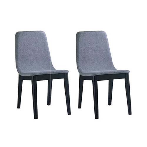 Mes Lot de 2 chaises en tissu gris clair et pieds en bois noir