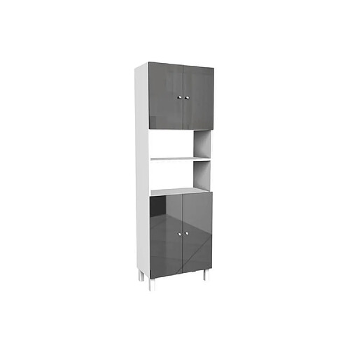 CORAIL Armoire de salle de bain L 60 cm - Gris laqué