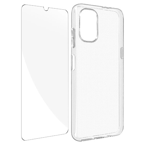 Avizar Coque Nokia G21 et G11 Silicone Souple Film Verre Trempé 9H transparent