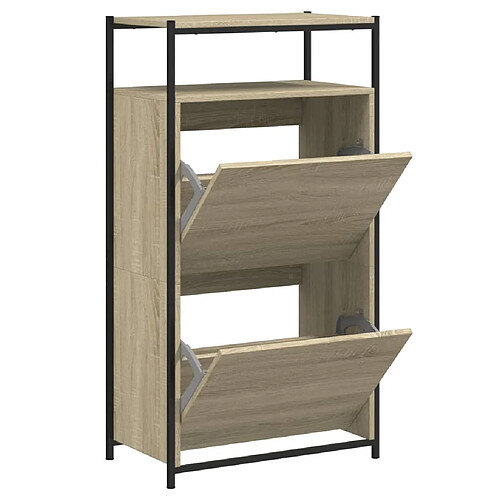 Maison Chic Armoire à chaussures | Meuble de rangement à chaussures Meuble d'Entrée chêne sonoma 60x34x112cm bois d'ingénierie -MN32979