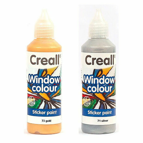 Graines Creatives 2 peintures repositionnables pour vitres 80 ml - or-argent