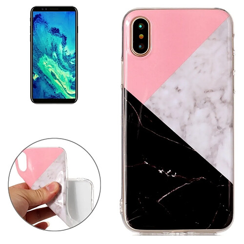 Wewoo Coque noir pour iPhone X Rose Couleur Correspondant Motif De Marbre TPU Antichoc Housse De Protection Arrière