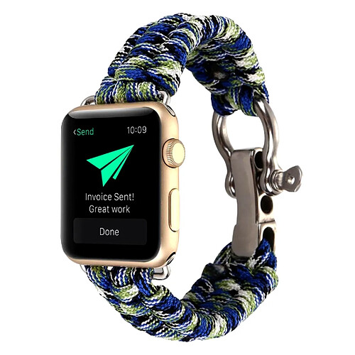 Avizar Bracelet Apple Watch 42 et 44 mm Cordon tressé en Nylon - Bleu et Vert