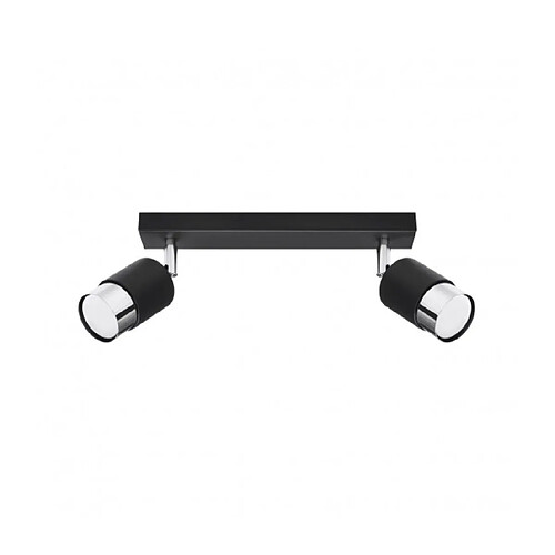 Luminaire Center Spot Nero Twin Acier Noir,chrome 2 ampoules 18cm