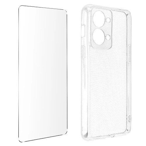 Avizar Coque OnePlus Nord 2T Silicone Gel Souple Film Verre Trempé 9H transparent