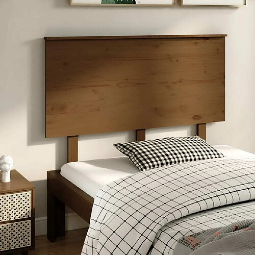 Maison Chic Tête de lit scandinave,Meuble de chambre Marron miel 124x6x82,5 cm Bois massif de pin -MN81860