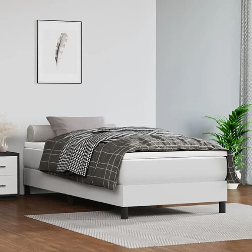 Maison Chic Lit Adulte - Lit simple Lit à sommier tapissier avec matelas moelleux - Meuble de Chambre Blanc 90x200 cm Similicuir -MN16841