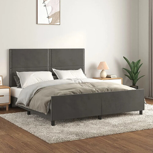 Maison Chic Lit adulte - Cadre Structure de lit avec tête de lit Contemporain Gris foncé 180x200 cm Velours -MN60513