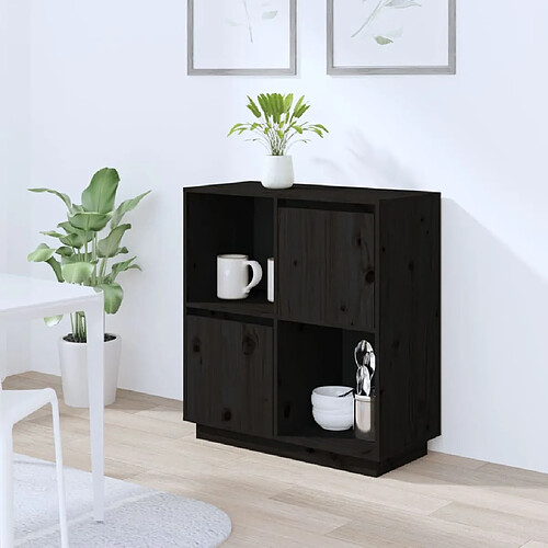 vidaXL Buffet noir 74x35x80 cm bois massif de pin