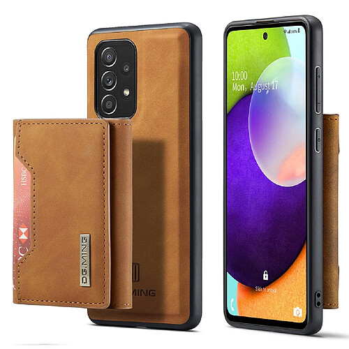 Dg.Ming Coque en TPU + PU anti-chute avec béquille magnétique à trois volets marron pour votre Samsung Galaxy A52 5G/4G