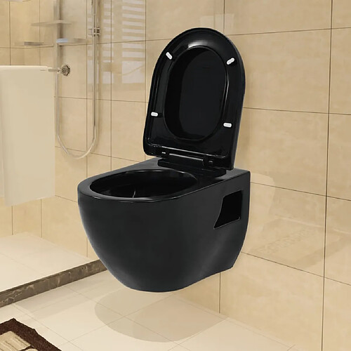 vidaXL Toilette murale Céramique Noir