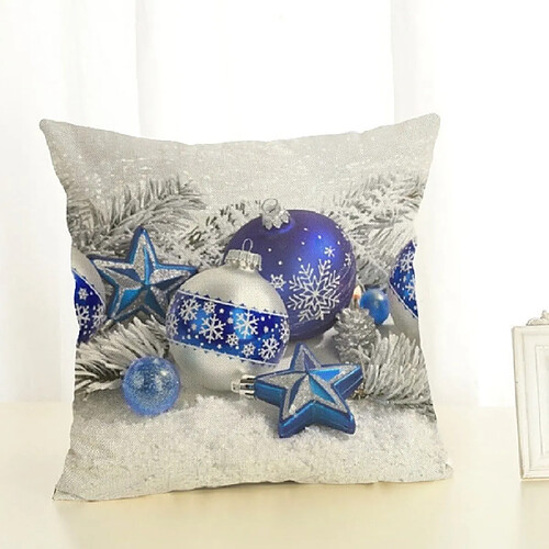 Wewoo Décoration de Noël Coussin Home Office en coton et lin avec oreillertaille 45x45cm Étoile bleue