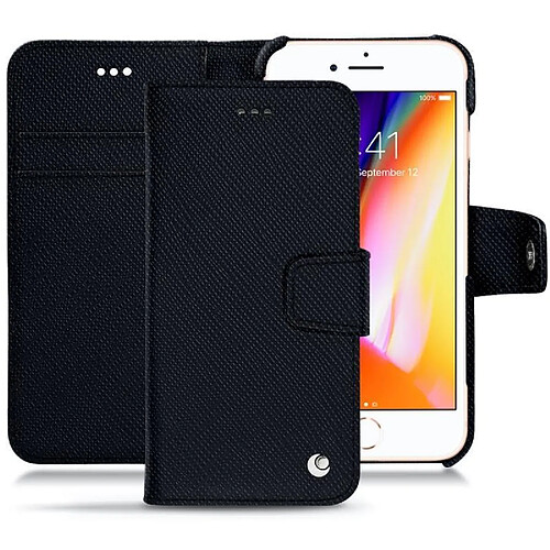 Housse cuir Apple iPhone 8 - Rabat portefeuille - Noir élégant ( Noir / Black ) - NOREVE