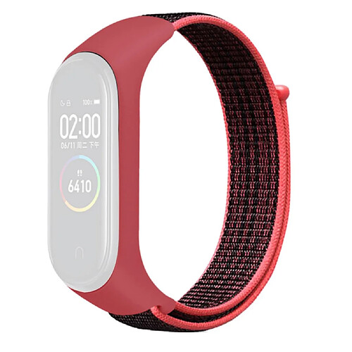 Bracelet en nylon réglable pour votre Xiaomi Mi Band 3/4/5/6/7 - rouge/noir