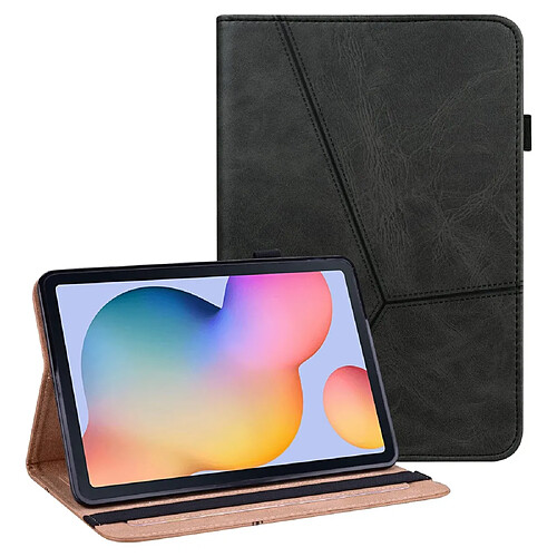 Etui en PU ligne de couture avec support et porte-cartes noir pour votre Samsung Galaxy Tab S6 Lite P610/P615