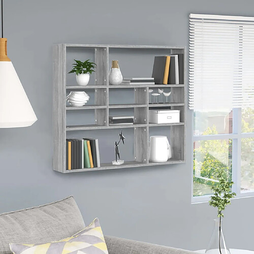 vidaXL Étagère murale Sonoma gris 90x16x78 cm Bois ingénierie