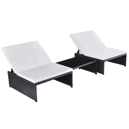 vidaXL Chaises inclinables de jardin lot de 2 et table résine tressée