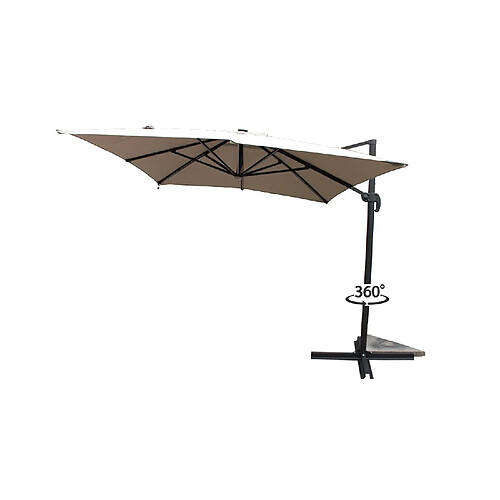 Concept Usine Parasol rectangulaire écru avec LED 395 x 295 cm CALVIA