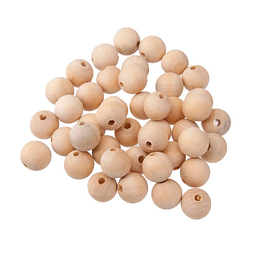 50pcs naturel en bois non peints artisanat perles bricolage fabrication de bijoux conclusions 12mm