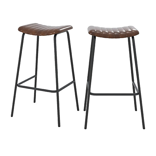 Rendez Vous Deco Tabouret de bar Lupin 77 cm marron (lot de 2)