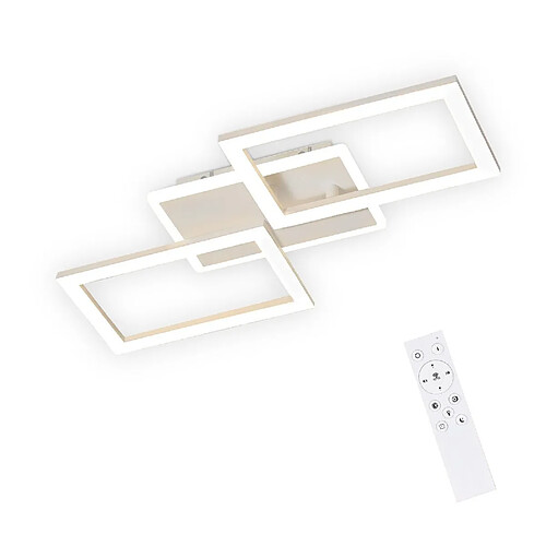 NETTLIFE Plafonnier LED Salon Blanc Dimmable Moderne 57CM avec Télécommande pour Chambre Cuisine Salle à Manger Bureau