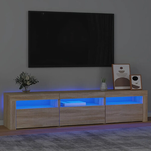 vidaXL Meuble TV avec lumières LED Chêne sonoma 180x35x40 cm