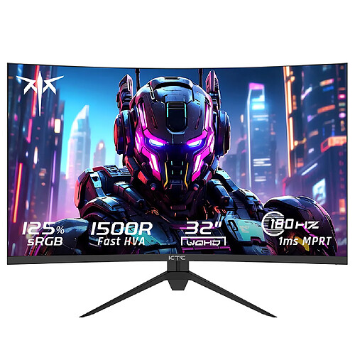 Moniteur de jeu KTC H32S17 incurvé 32 pouces 1500R 2560 x 1440 QHD 170 Hz 16:9 ELED 99 % sRGB 1 ms Temps de réponse