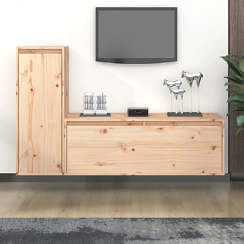 vidaXL Meubles TV 2 pcs Bois massif de pin