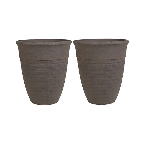 Beliani Lot de 2 pot de fleurs d 50 cm marron KATALIMA