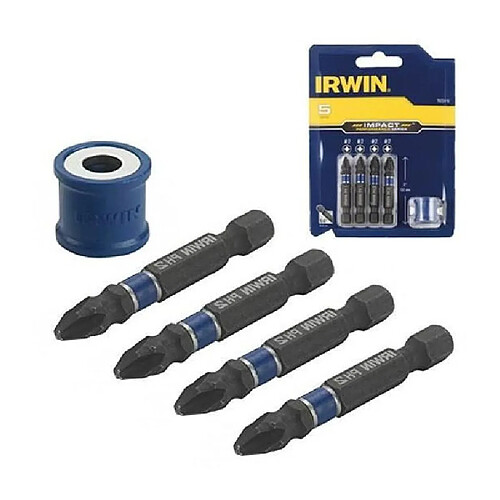 IRWIN Jeu de 4 Embouts de vissage - Ph2 x 2 & Pz2 x 2 + Porte-vis magnétique