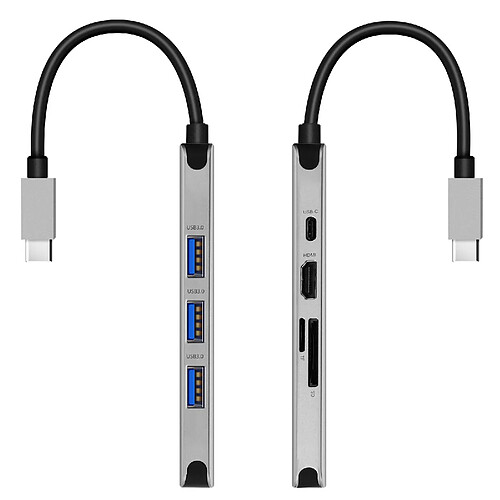 Hub USB-C 8en1 3x USB 1x USB-C 1x HDMI 1x Ethernet 1 Entrée SD Micro-SD Swissten