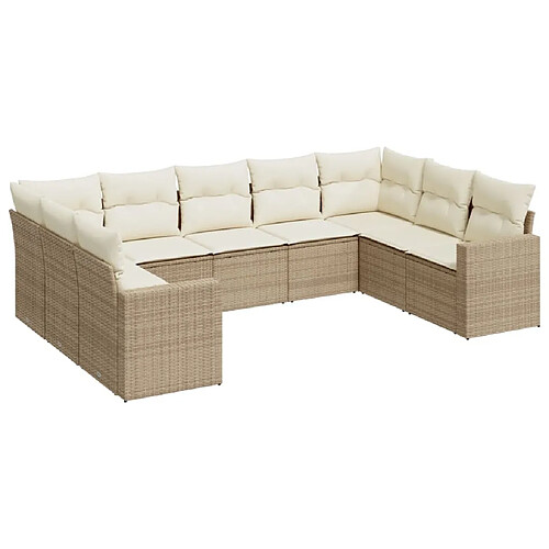 Maison Chic Salon de jardin avec coussins 9 pcs | Ensemble de Table et chaises | Mobilier d'Extérieur beige résine tressée -GKD34353